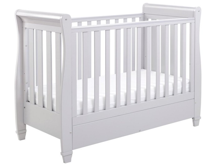 Babymore Eva Sleigh Drop Side Cot Bed - Grey