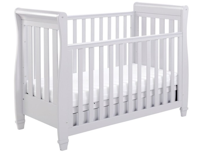 Babymore Eva Sleigh Drop Side Cot Bed - Grey