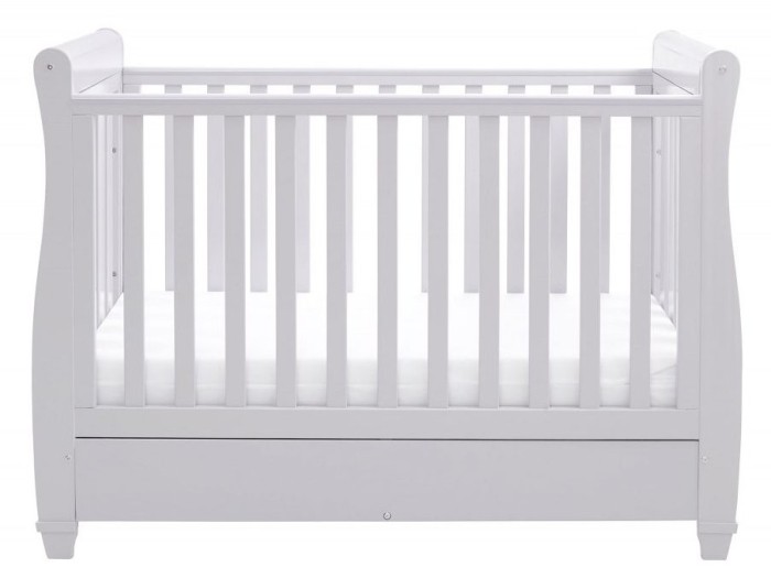 Babymore Eva Sleigh Drop Side Cot Bed - Grey