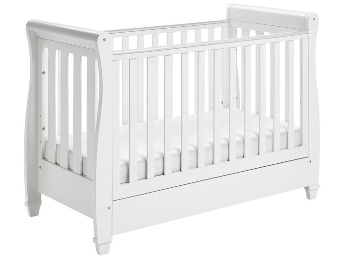 Babymore Eva Sleigh Drop Side Cot Bed - White