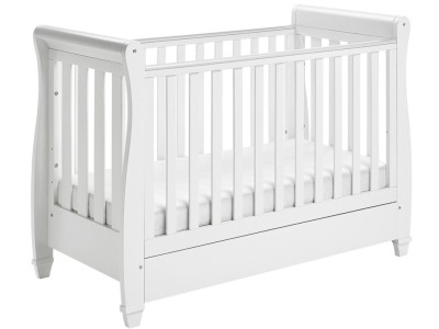 Babymore Eva Sleigh Drop Side Cot Bed - White