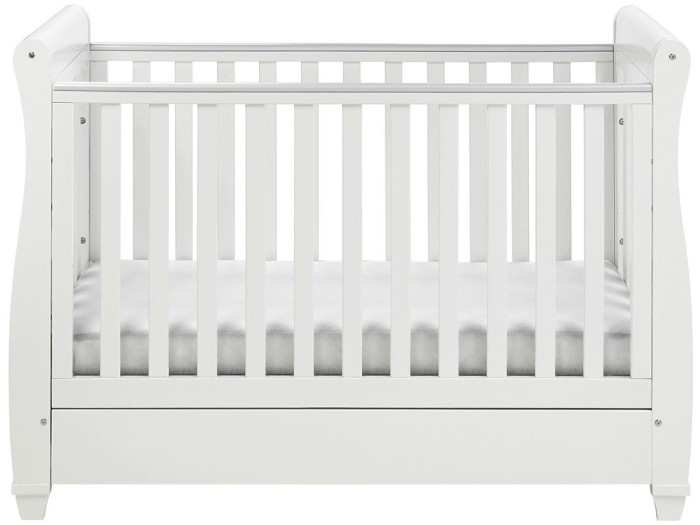 Babymore Eva Sleigh Drop Side Cot Bed - White