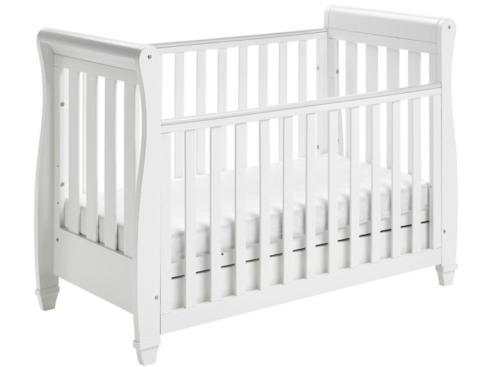 Babymore Eva Sleigh Drop Side Cot Bed - White