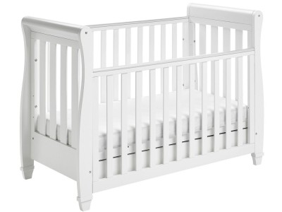 Babymore Eva Sleigh Drop Side Cot Bed - White