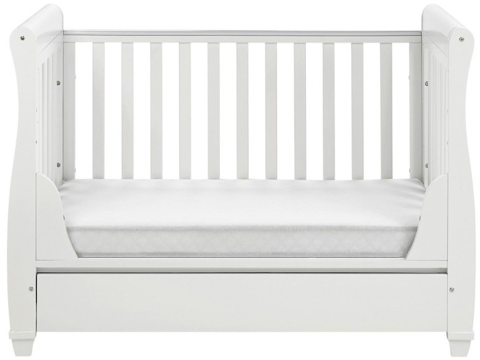 Babymore Eva Sleigh Drop Side Cot Bed - White