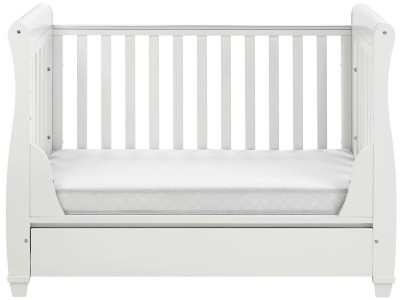 Babymore Eva Sleigh Drop Side Cot Bed - White