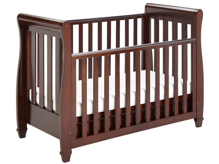 Babymore Eva Sleigh Drop Side Cot Bed - Brown