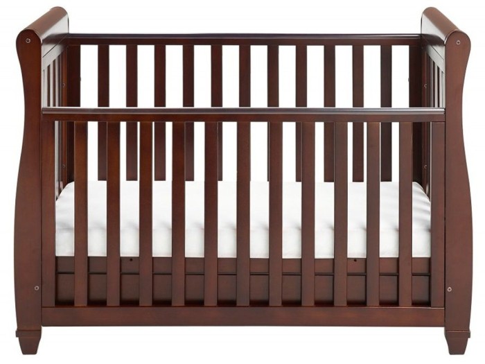 Babymore Eva Sleigh Drop Side Cot Bed - Brown