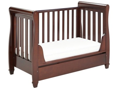 Babymore Eva Sleigh Drop Side Cot Bed - Brown