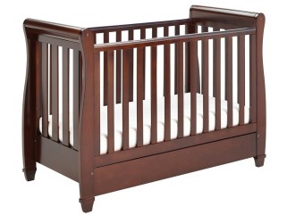 Babymore Eva Sleigh Drop Side Cot Bed - Brown