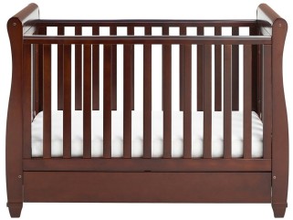 Babymore Eva Sleigh Drop Side Cot Bed - Brown 2