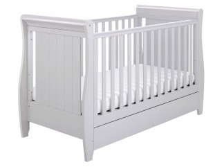 Babymore Stella Sleigh Drop Side Cot Bed – Grey