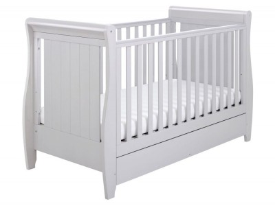Babymore Stella Sleigh Drop Side Cot Bed – Grey