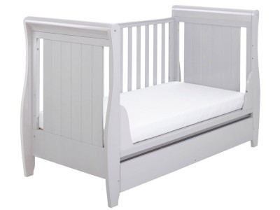 Babymore Stella Sleigh Drop Side Cot Bed – Grey