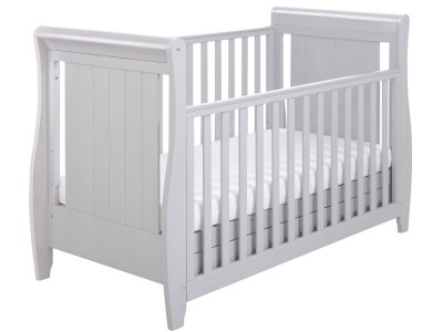 Babymore Stella Sleigh Drop Side Cot Bed – Grey