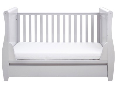 Babymore Stella Sleigh Drop Side Cot Bed – Grey