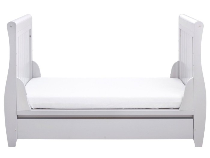 Babymore Stella Sleigh Drop Side Cot Bed – Grey