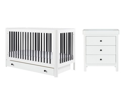 Ickle Bubba Tenby Cot Bed, Under Drawer and Changing Unit - Mono