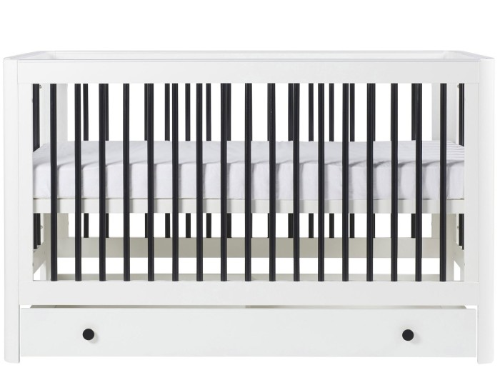 Ickle Bubba Tenby Cot Bed, Under Drawer and Changing Unit - Mono