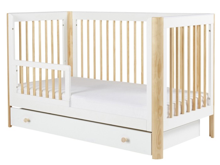 Ickle Bubba Tenby Cot Bed, Under Drawer and Changing Unit - Scandi White