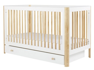 Ickle Bubba Tenby Cot Bed, Under Drawer and Changing Unit - Scandi White