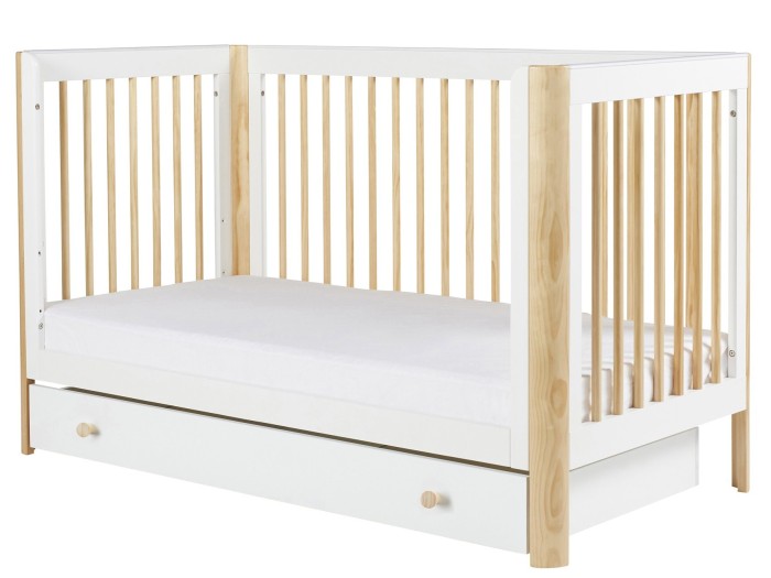 Ickle Bubba Tenby Cot Bed, Under Drawer and Changing Unit - Scandi White
