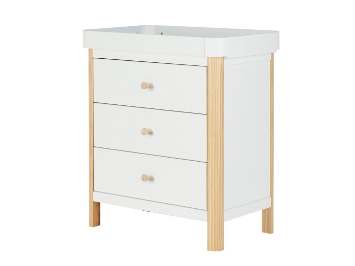 Ickle Bubba Tenby Cot Bed, Under Drawer and Changing Unit - Scandi White