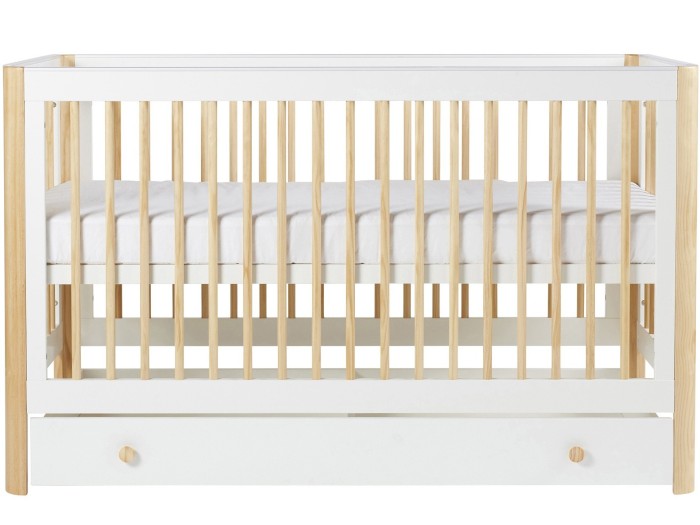 Ickle Bubba Tenby Cot Bed, Under Drawer and Changing Unit - Scandi White