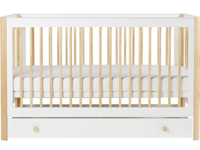 Ickle Bubba Tenby Cot Bed, Under Drawer and Changing Unit - Scandi White