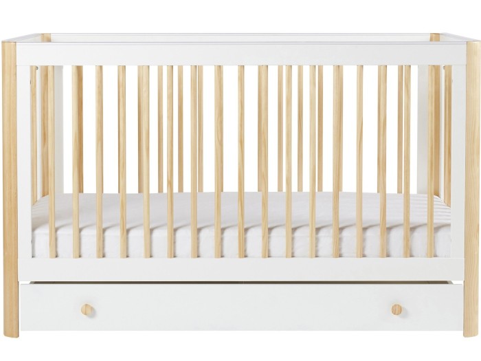 Ickle Bubba Tenby Cot Bed, Under Drawer and Changing Unit - Scandi White
