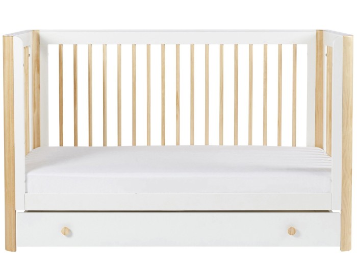 Ickle Bubba Tenby Cot Bed, Under Drawer and Changing Unit - Scandi White