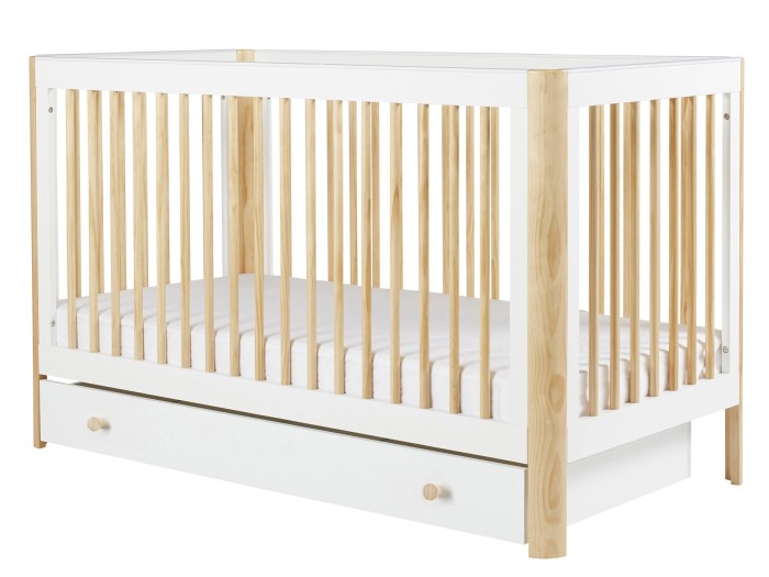 Ickle Bubba Tenby Cot Bed and Under Drawer - Scandi White