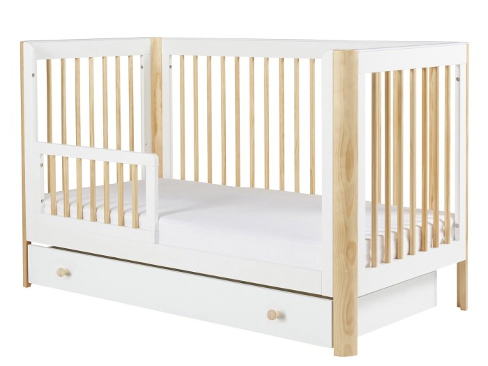 Ickle Bubba Tenby Cot Bed and Under Drawer - Scandi White