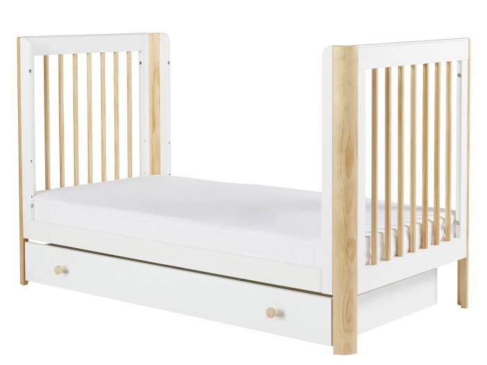 Ickle Bubba Tenby Cot Bed and Under Drawer - Scandi White