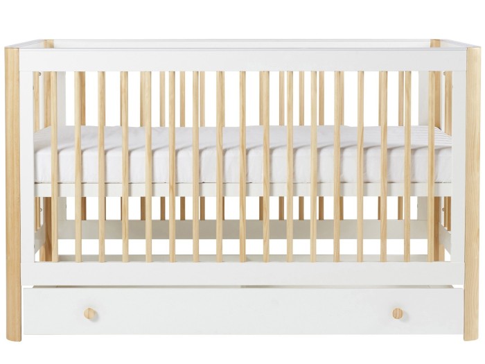 Ickle Bubba Tenby Cot Bed and Under Drawer - Scandi White
