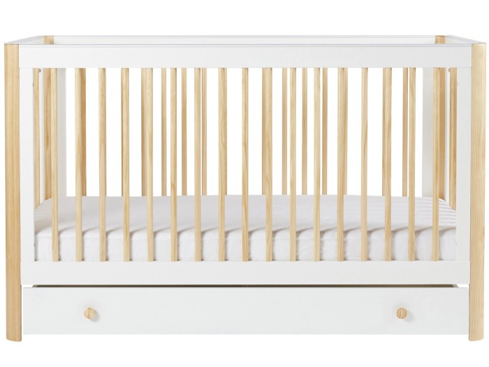 Ickle Bubba Tenby Cot Bed and Under Drawer - Scandi White