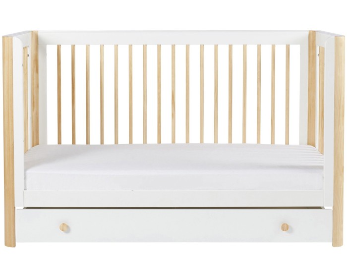 Ickle Bubba Tenby Cot Bed and Under Drawer - Scandi White