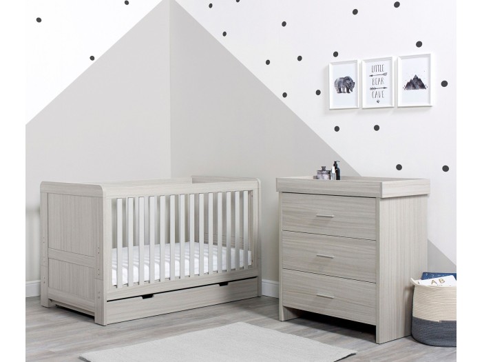 Ickle Bubba Pembrey Cot Bed, Under Drawer and Changing Unit