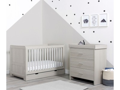 Ickle Bubba Pembrey Cot Bed, Under Drawer and Changing Unit