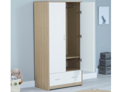Babymore Luno Veni Wardrobe - White Oak