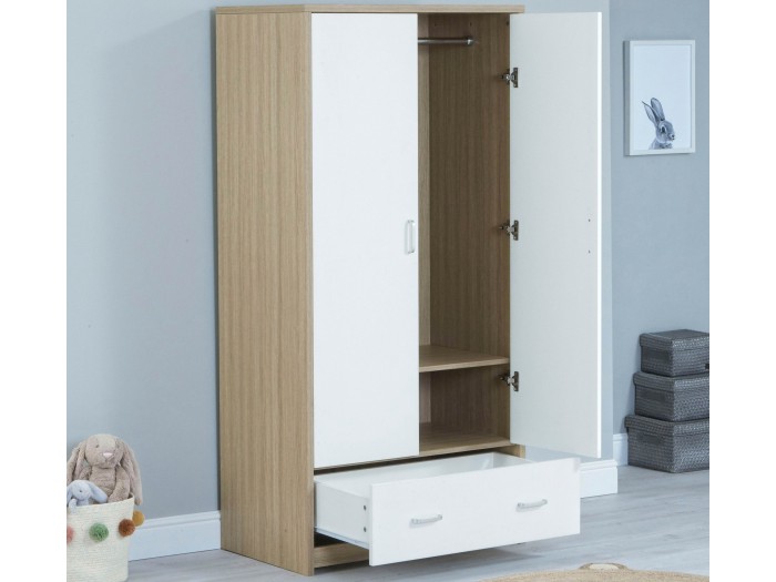 Babymore Luno Veni Wardrobe - White Oak