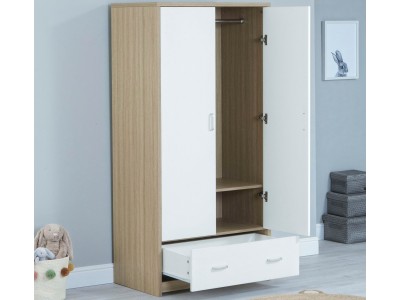 Babymore Luno Veni Wardrobe - White Oak