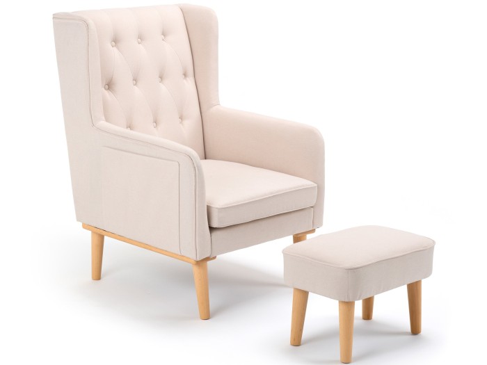 Babymore Lux Nursing Chair with Footstool – Cream
