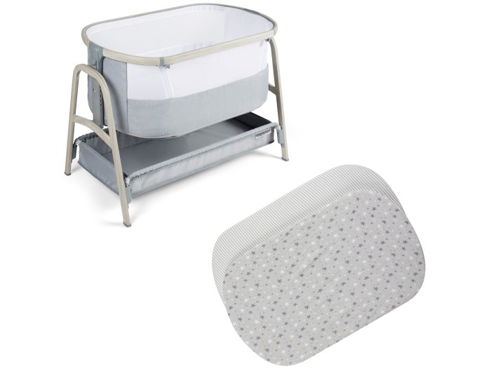 Ickle Bubba Bubba&Me Plus - Bedside Crib - Ash Grey