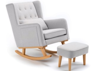 Babymore Lux Nursing Chair with Footstool – Grey