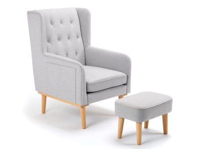 Babymore Lux Nursing Chair with Footstool – Grey