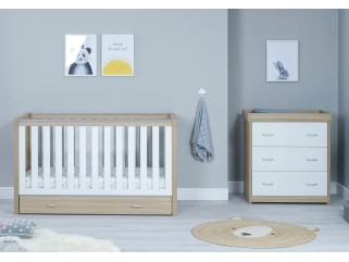 Babymore Luno 2 Piece Room Set With Drawer – Oak White 2