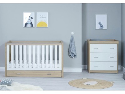 Babymore Luno 2 Piece Room Set With Drawer – Oak White