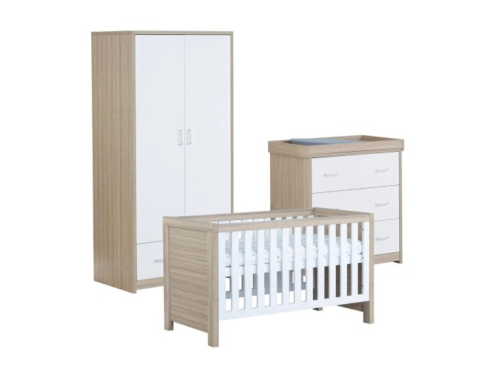 Babymore Luno 3 Piece Room Set – Oak White