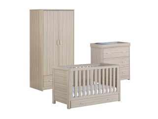 Babymore Luno 3 Piece Room Set with Drawer - Oak 2
